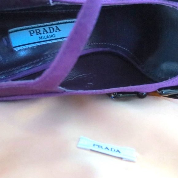 NIB PRADA SATIN MARY JANE PLATFORM PUMPS JEWELED HEEL - Picture 5 of 12